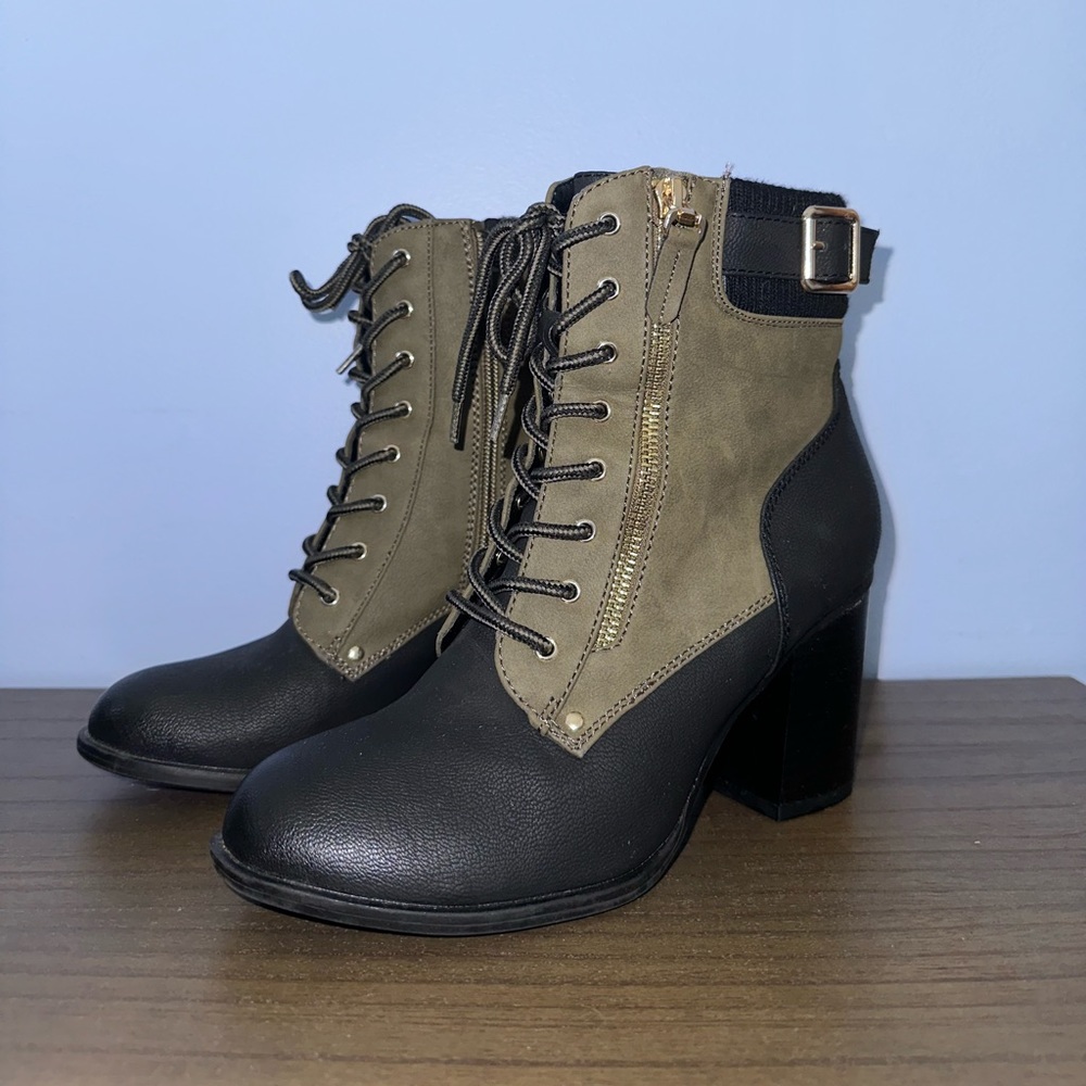 Green+Black Combat Boot Heels